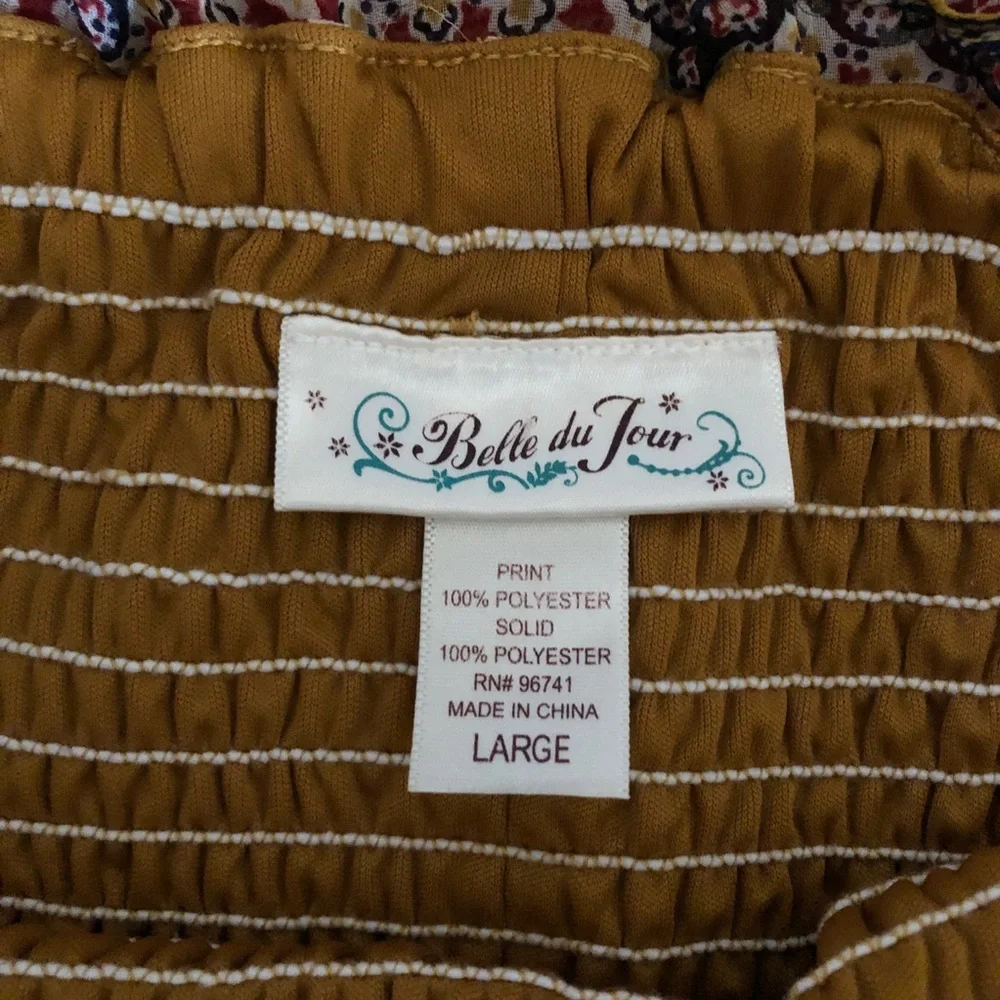 PREOWNED Belle Du Jour Multicolor Off-Shoulder Maxi Dress SZ L - Picture 5 of 6
